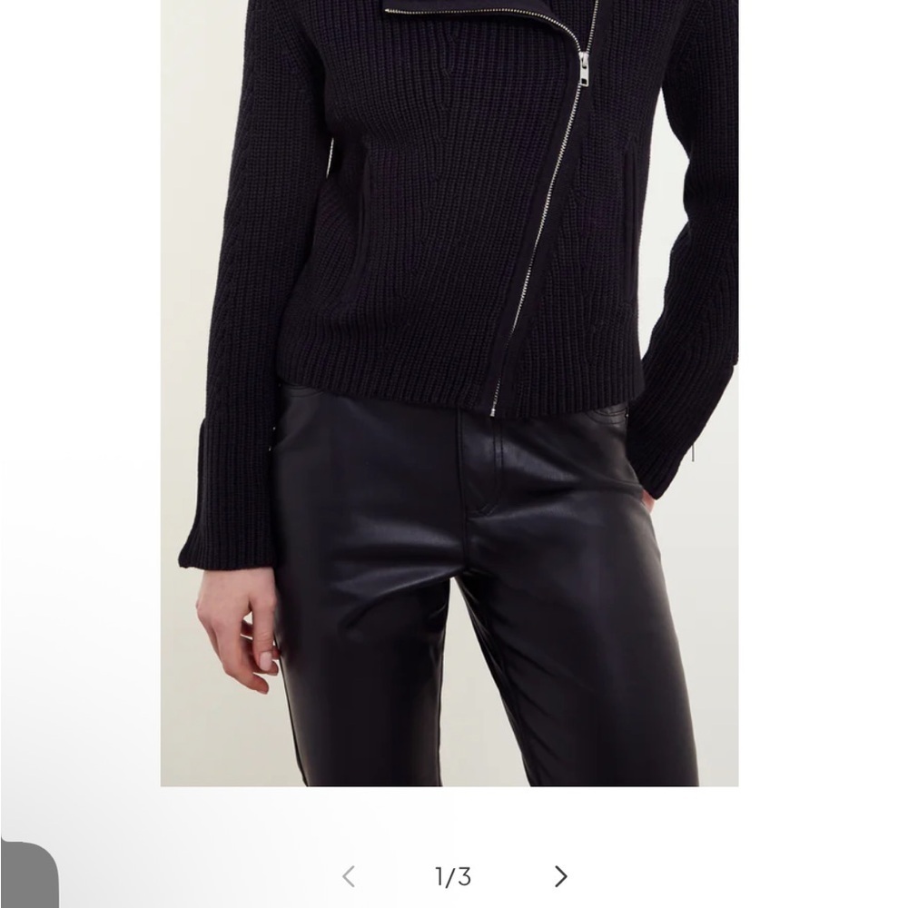 Isla Elegant Black Ribbed Asymmetrical Zip Jacket - Picture 3 of 5